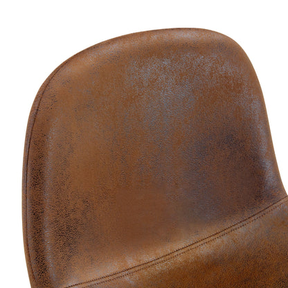 Brown Techno-Fabric Bar Chair Set - Two Pieces, Rounded Backrest, Black Metal Legs, Multiple Colors