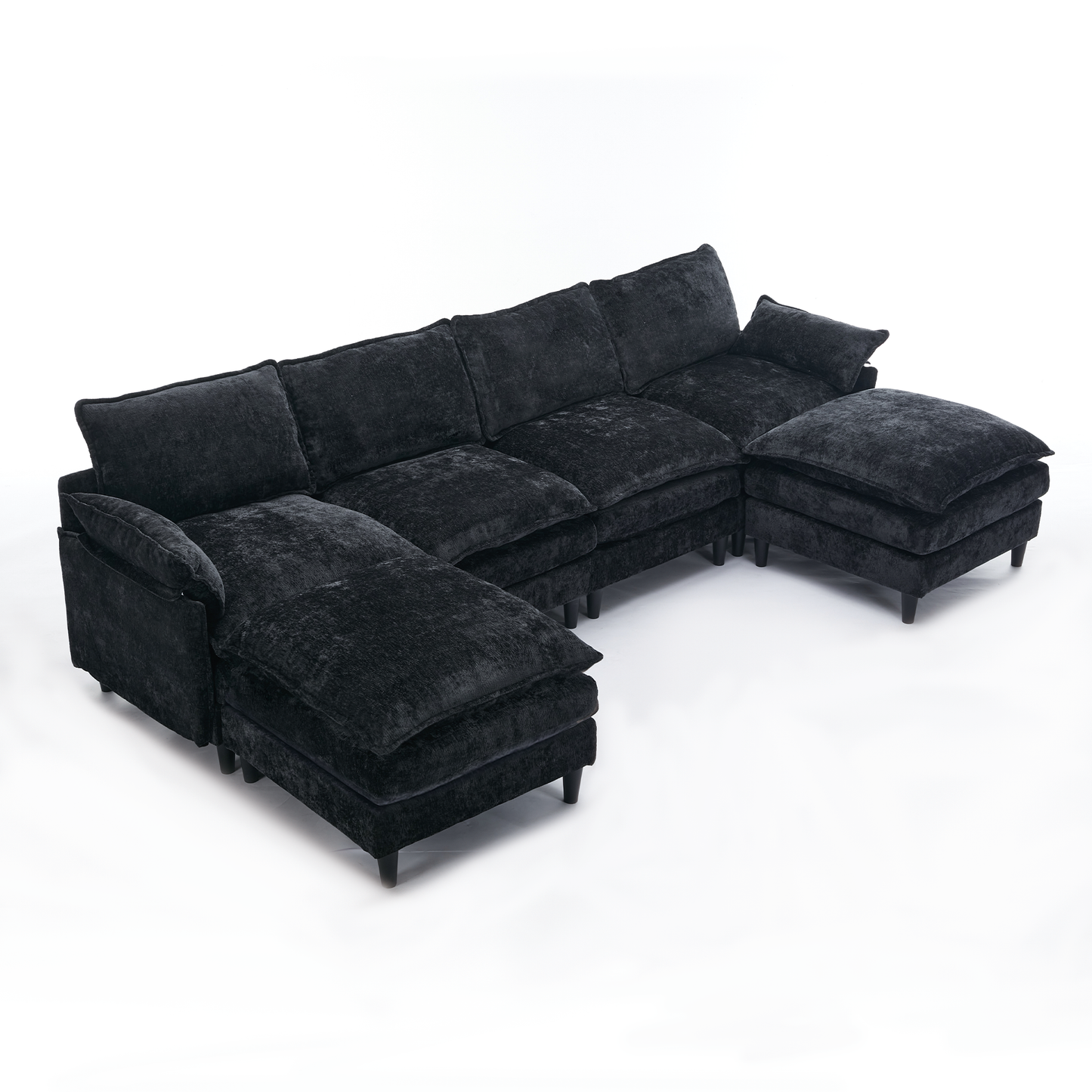 Modular Sofa,U Shaped Cloud Couch Comfy Set ,6-Seater, 2 Armrest Pillows,Convertible Sectional  Couch, Living Room,Apart