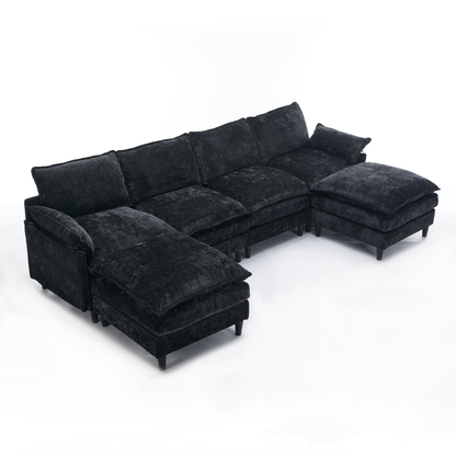Modular Sofa,U Shaped Cloud Couch Comfy Set ,6-Seater, 2 Armrest Pillows,Convertible Sectional  Couch, Living Room,Apart