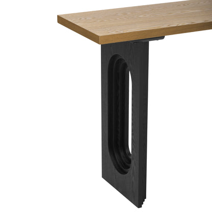Uniquely Designed Console Table Made of Fraxinus Mandschuric Solid Wood Veneer,with Distinctive Round Hollow Legs, Suita