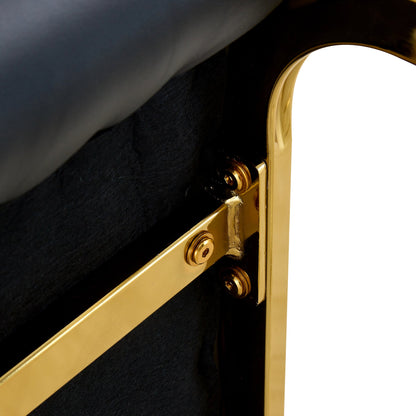 Luxurious and Minimalist Chair Covers, 2 High Elasticity Dining Chairs, Black PU Material, Metal Gold Arched Legs.