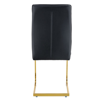 Luxury Simple Arch Chair - Set of 4 BLACK PU Material High Resilience Dining Chair With Arched Metal Gold Leg.W1151P1548