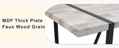 Table and Chair set.A Minimalist Retro Rectangular Dining Table With a Specially Textured Top and Black Metal legs.Paire