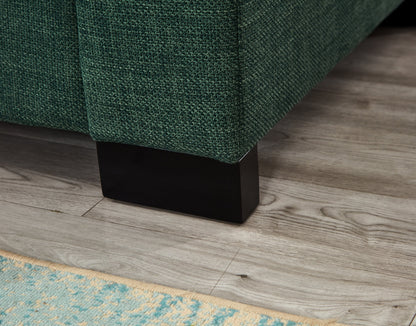 93.7' Modern Style Living Room Sofa Fabric Couch,Square Arm Sofa With Cup Holder,Storage Sofa,Upholstered Polyester Gree