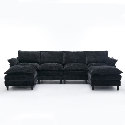 Modular Sofa,U Shaped Cloud Couch Comfy Set ,6-Seater, 2 Armrest Pillows,Convertible Sectional  Couch, Living Room,Apart