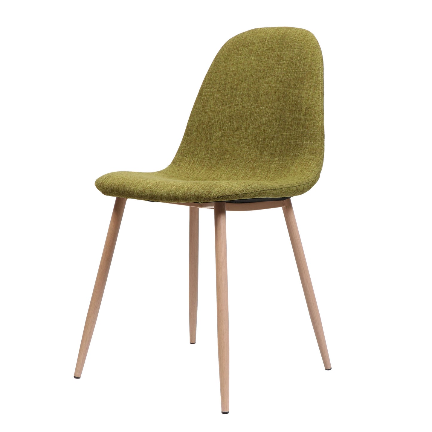 Elegant Dining Chair Set of 2 With Green Fabric and Light Walnut Finish