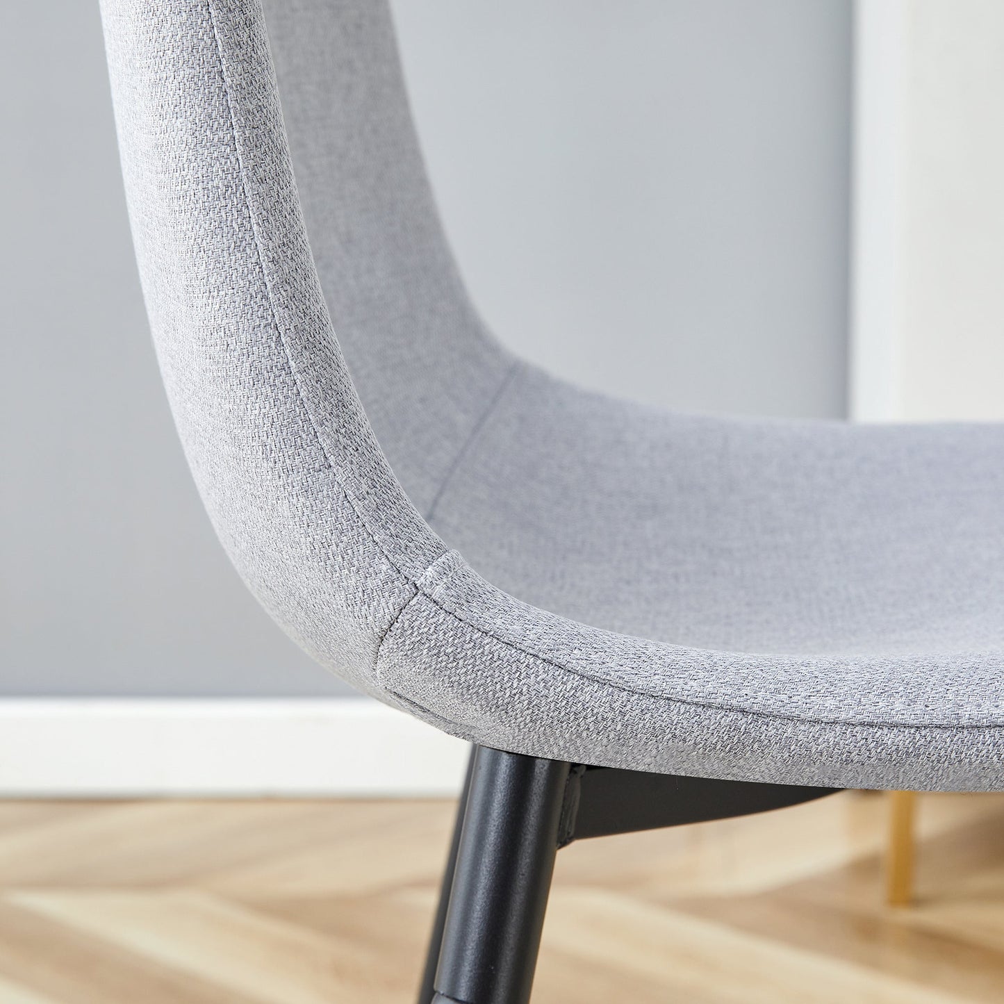 Comfortable Linen-Cotton Dining Chair Set - Four Pieces in Light Gray.Integrated Seat and Backrest,Linen-Cotton Material