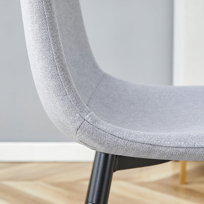 Comfortable Linen-Cotton Dining Chair Set - Four Pieces in Light Gray.Integrated Seat and Backrest,Linen-Cotton Material