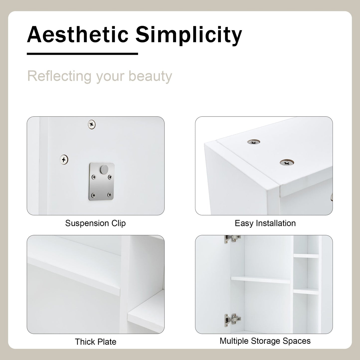 A White MDF Material Mirror Cabinet, Bathroom Mirror,  MDF Material Mirror Cabinet,a Separate Wall Mounted Bathroom Mirr