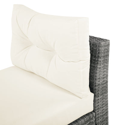 Patio Furniture Set Outdoor Daybed Rattan Sectional With Cushions and Center Table, Beige, Iron & Rattan, Multiple Sizes