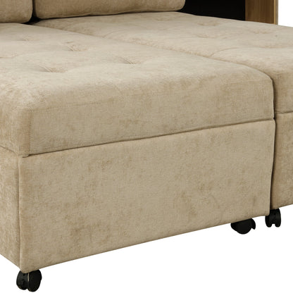 121.2' Versatile Sofa Bed Modular Sofa  Free-Combined Sofa With Two Storage Racks,  Brown