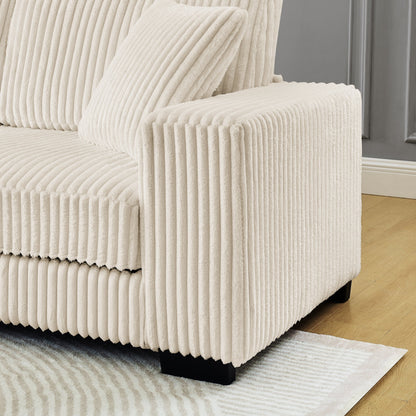 Corduroy Tufted Upholstered Sleeper Sectional Sofa, L-Shaped Modular Convertible Sofa ,The Arc-Shaped Footstool Can Be P