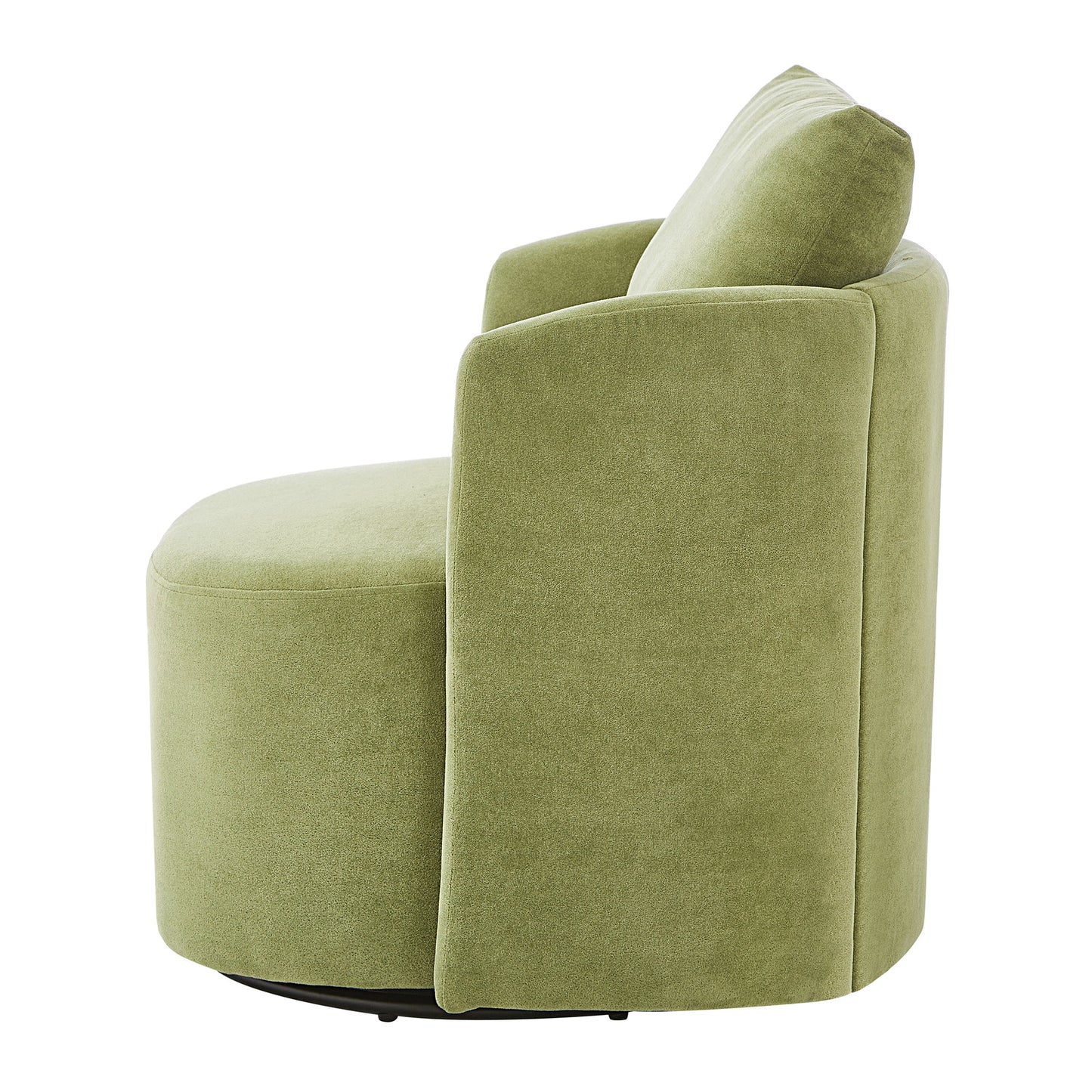 360° Swivel Chair, 29.9' Accent Barrel Armchair, Upholstered With Curved Design, Green Chenille, for Living Room and Off