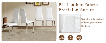 Modern Style Dining Chairs Set of 6 in White, Essential for Minimalist Homes.Meeting Family Dining Needs,PU Material Sea