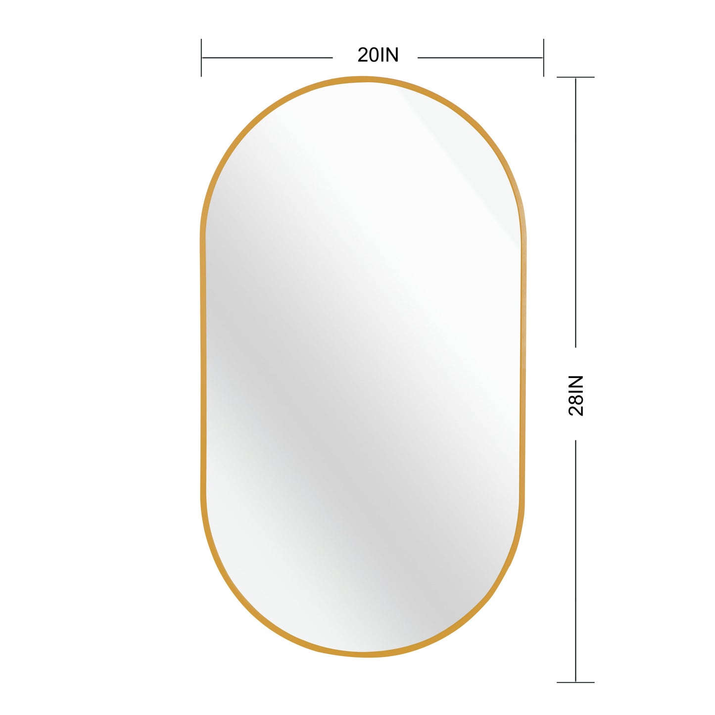 Gold 20 X 28 Inch Metal Oval  Mirror