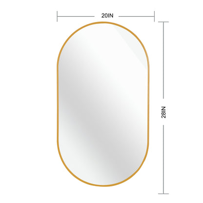 Gold 20 X 28 Inch Metal Oval  Mirror