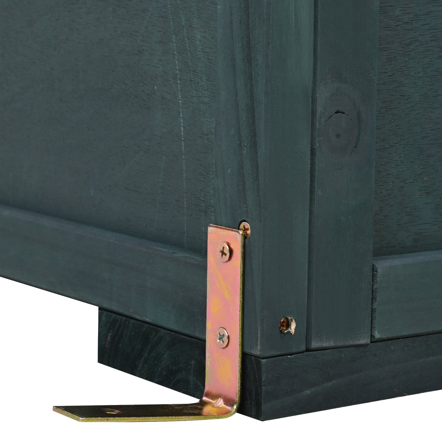 Garden Wood Portable Cold Frame With Movable Wheels Mini Greenhouse With Openable Roof and Storage Box, Forest Green