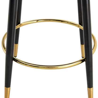 Modern PU Comfortable Upholstered Bar Chair With Smooth and Beautiful Black Metal Legs for Dining Room, Kitchen, Terrace