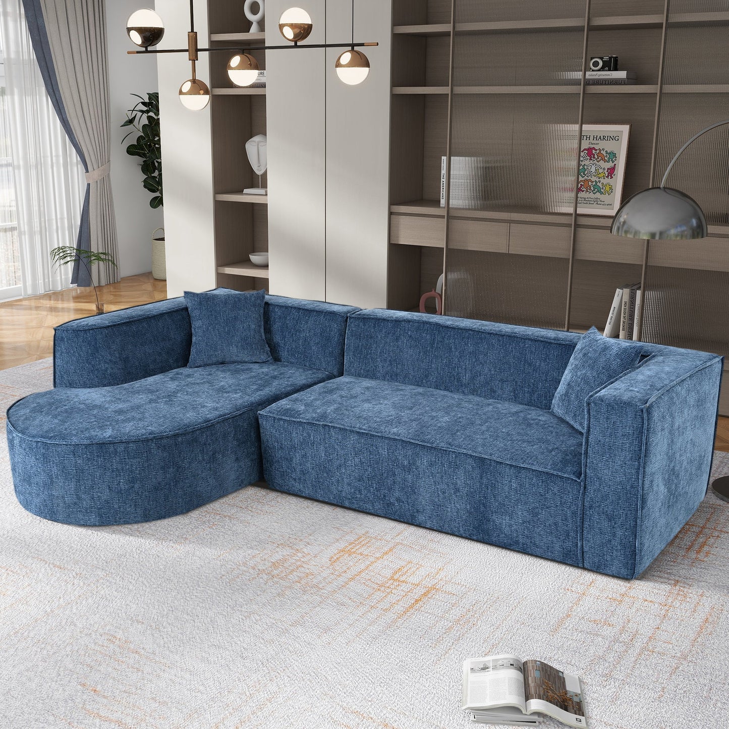 Modern Style Sectional Sofa,Sponge Sectional Sofa Couch,Modular L-Shape Sofa Couch With Elegant Curved Design and Luxuri