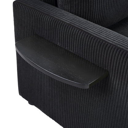 Twin Size Sofa Bed 47.2' Sleeper Sofa Loveseat With Foldable Mattress, Side Table, Storage Pocket, USB Ports, Black Cord