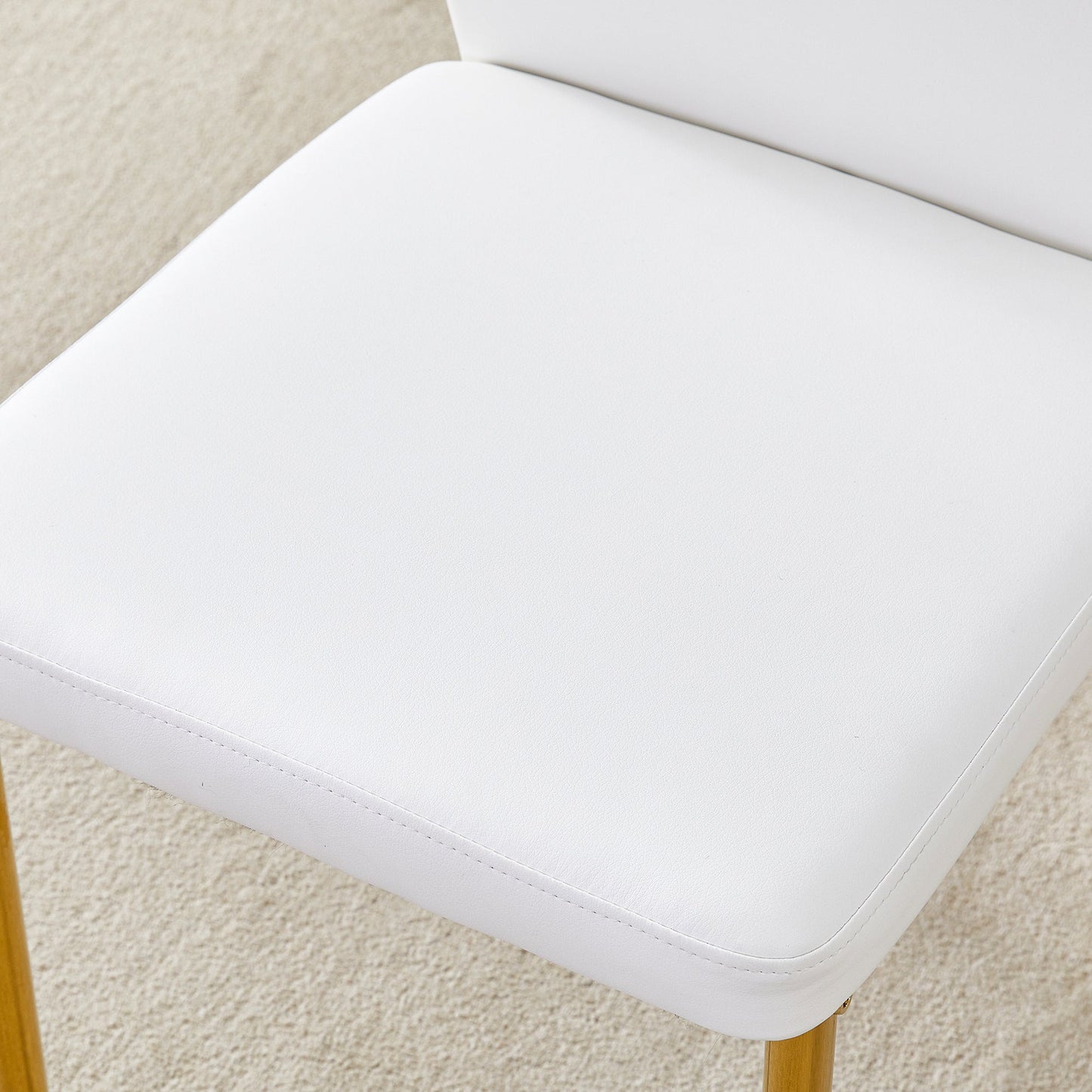 Table and Chair Set.39.7 Inch Diameter Modern Luxury Glass Dining Table and Chair Set - Gold Metal Legs.Paired With 4 WH