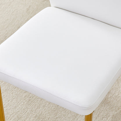 Table and Chair Set.39.7 Inch Diameter Modern Luxury Glass Dining Table and Chair Set - Gold Metal Legs.Paired With 4 WH