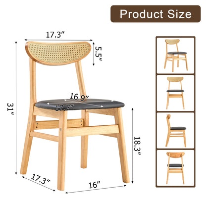 4 the Stylish and Durable Solid Wood Dining Chair, Small Curved Back, PU Cushion, and Beautiful Shape Match Perfectly Wi