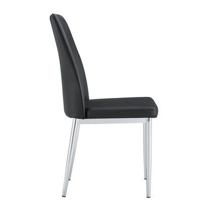 A Set of 6 Dining Chairs, Black Dining Chair Set, PU Material High Backrest Seats and Sturdy Leg Chairs, Suitable for Re