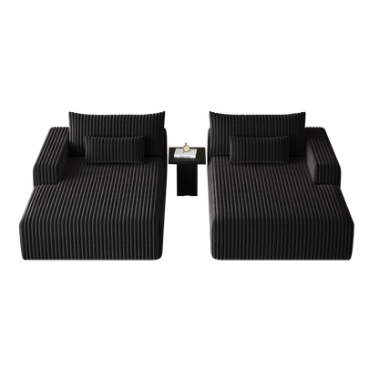 102' Oversized Sectional Lounge Chaise,No Assembly Required,Cloud Plush Loveseat With Reclining Sofa Bed,Fluffy Modern S