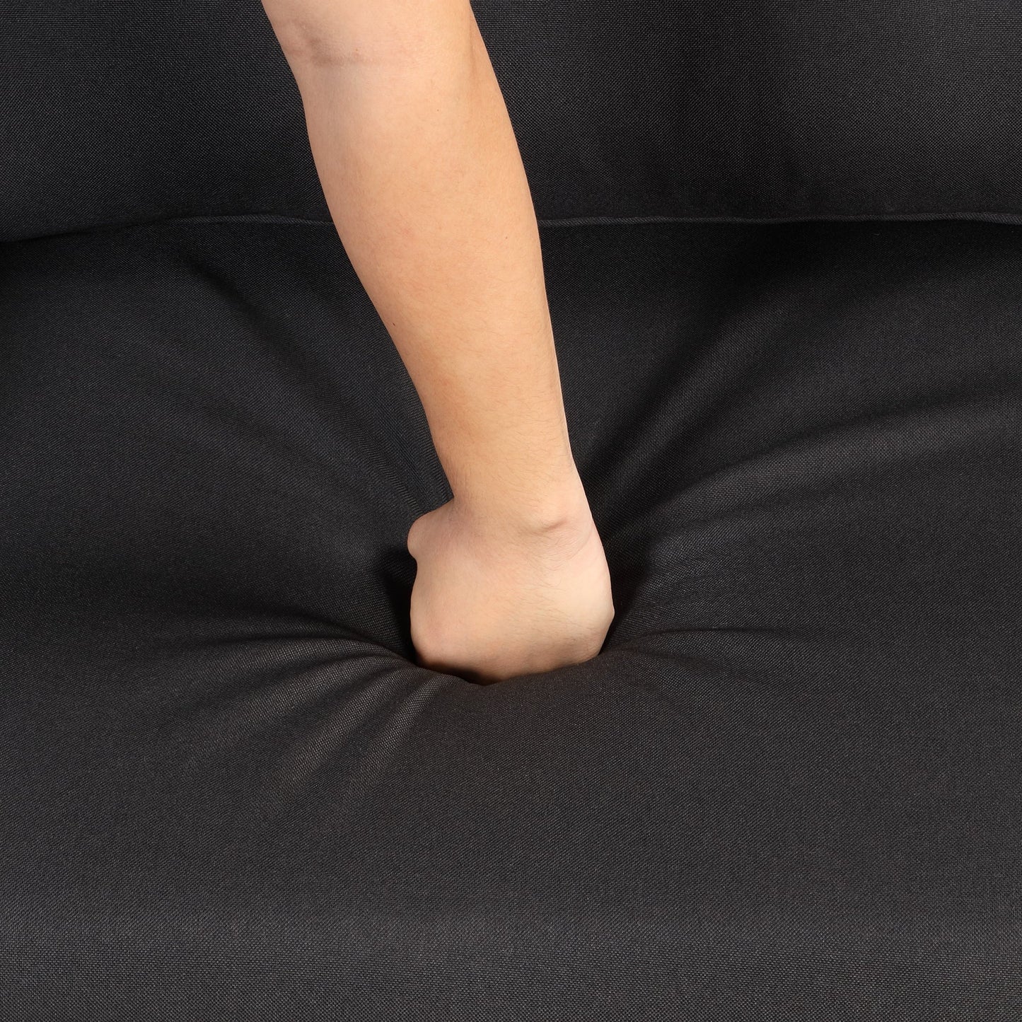 3-In-1 Pull Out Sofa Sleeper With Wing Table and USB Charge, Black Linen Upholstery, Iron Frame