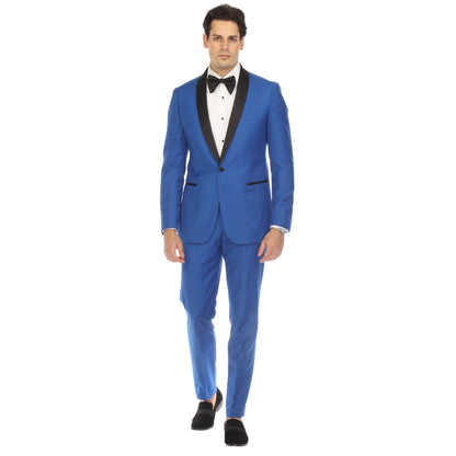Ferrecci Men's Reno Royal Blue Slim Fit Shawl Lapel 2 Piece Tuxedo Suit Set
