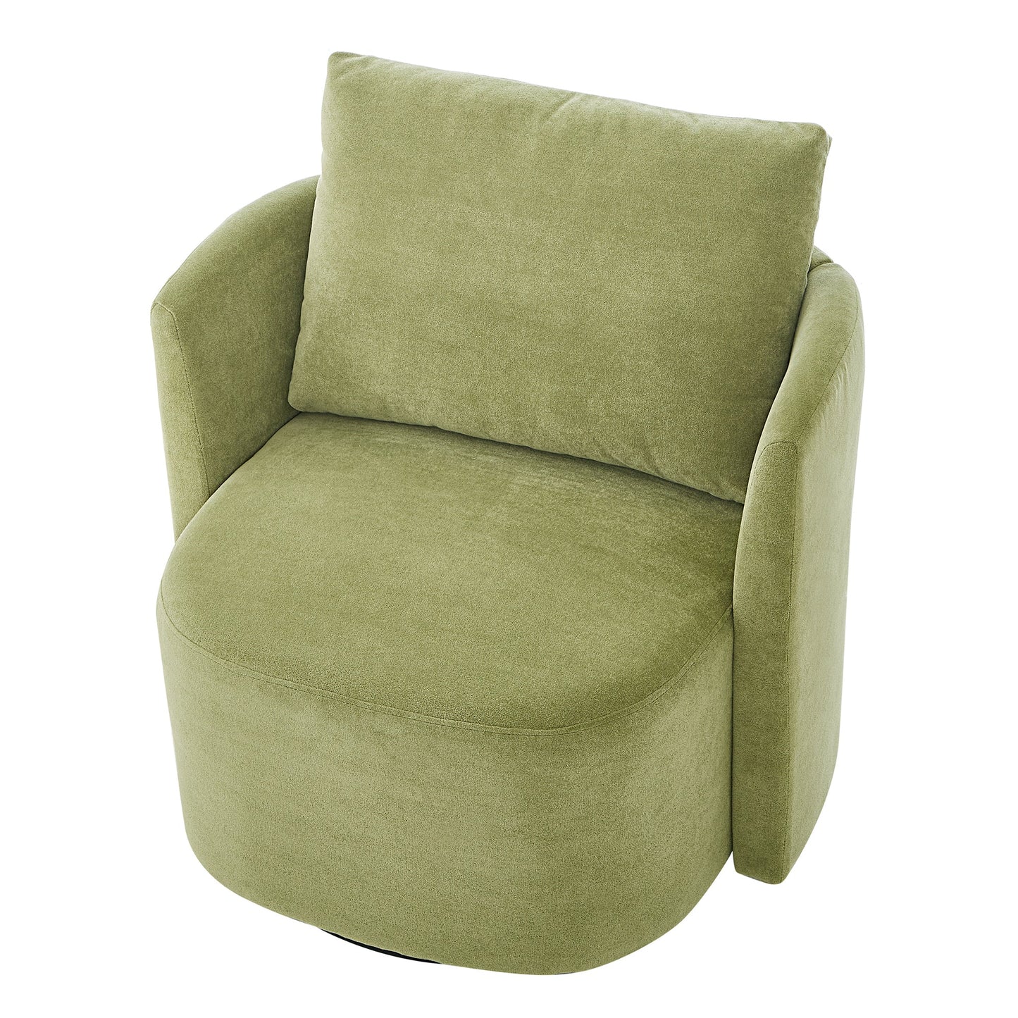 360° Swivel Chair, 29.9' Accent Barrel Armchair, Upholstered With Curved Design, Green Chenille, for Living Room and Off