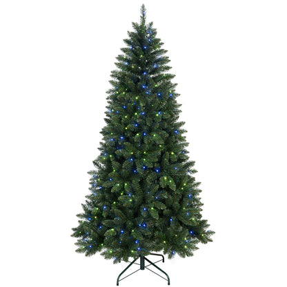9ft Green Christmas Tree With 620 WiFi-Controlled RGB LED Lights, 1721 PVC Tips, 38 Light Functions, Music Sync, Hinged