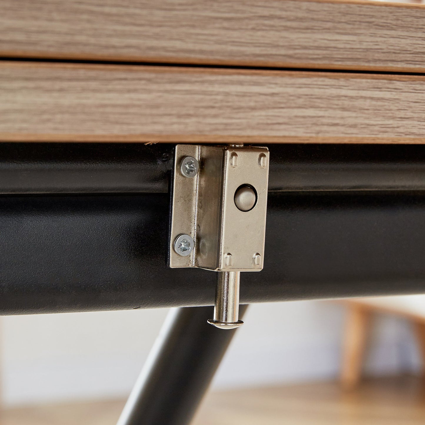 Modern Minimalist Multifunctional Lifting Table, With a 0.8-Inch Wood Grain Process Sticker Desktop and Black Metal Legs