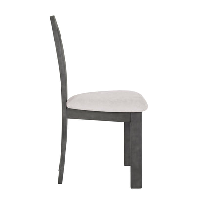 Modern 7-Piece Dining Table Set With Trestle Dining Table and 6 Upholstered Dining Chairs, Compact Kitchen Table Set For