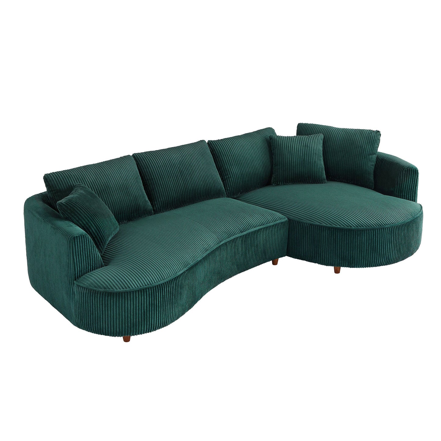 122.04 Inch Corduroy Upholstered Sectional Sofa With Right Facing Chaise for Living Room Office Corner Corduroy Modern S