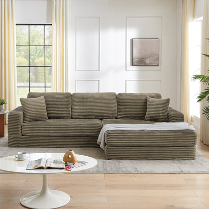 Right Sofa Seat,L Shape Modular Sectional Sofa, Compressed Sectional Sofa Modern Minimalist Style Corduroy Couch,Unfold