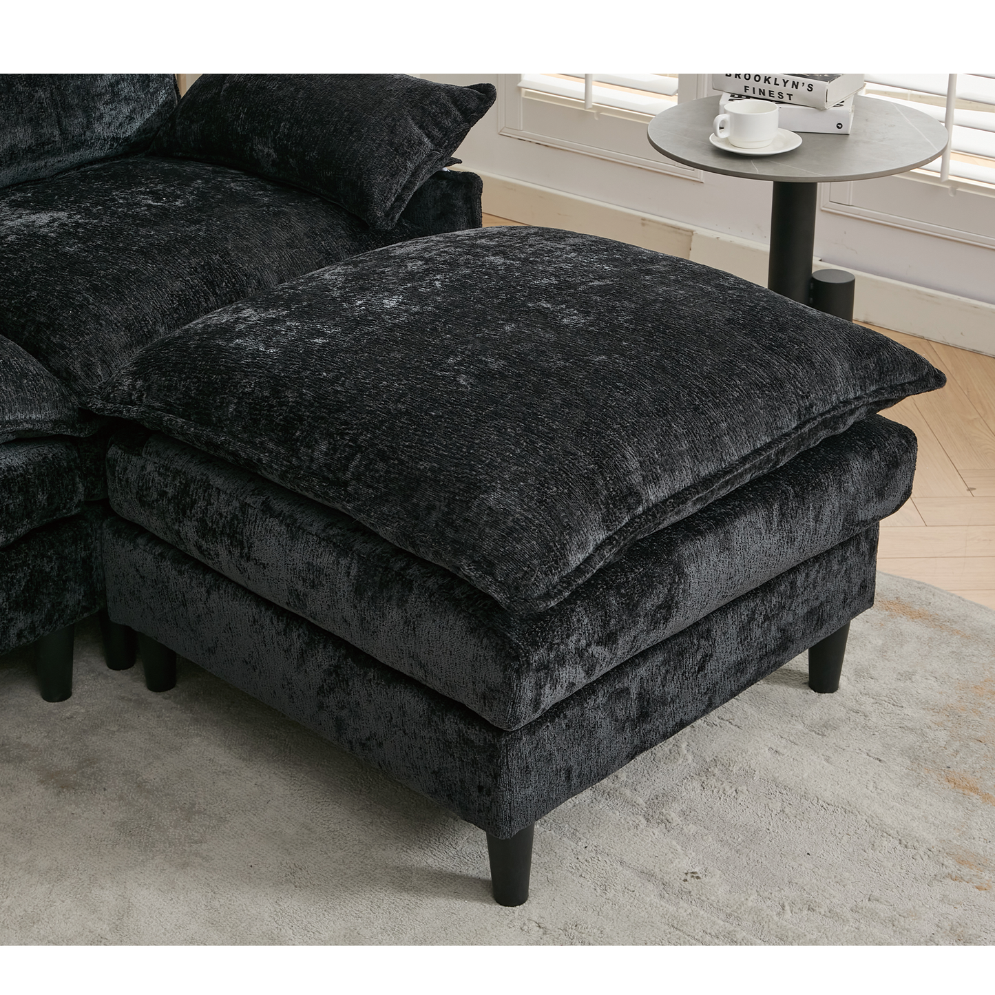 Modular Sofa,U Shaped Cloud Couch Comfy Set ,6-Seater, 2 Armrest Pillows,Convertible Sectional  Couch, Living Room,Apart