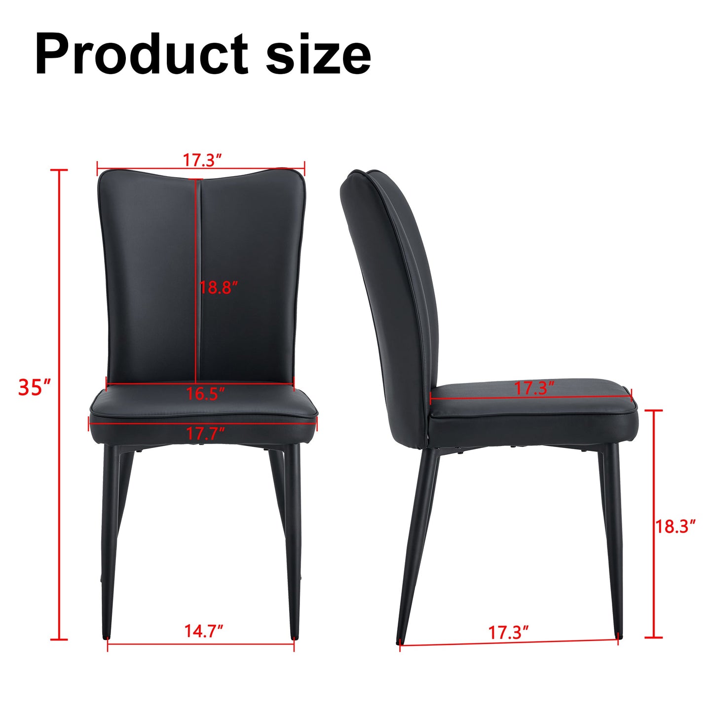 Modern Black PU Chair Set - Sleek Design With Black Metal Legs - Ideal for Various Venues