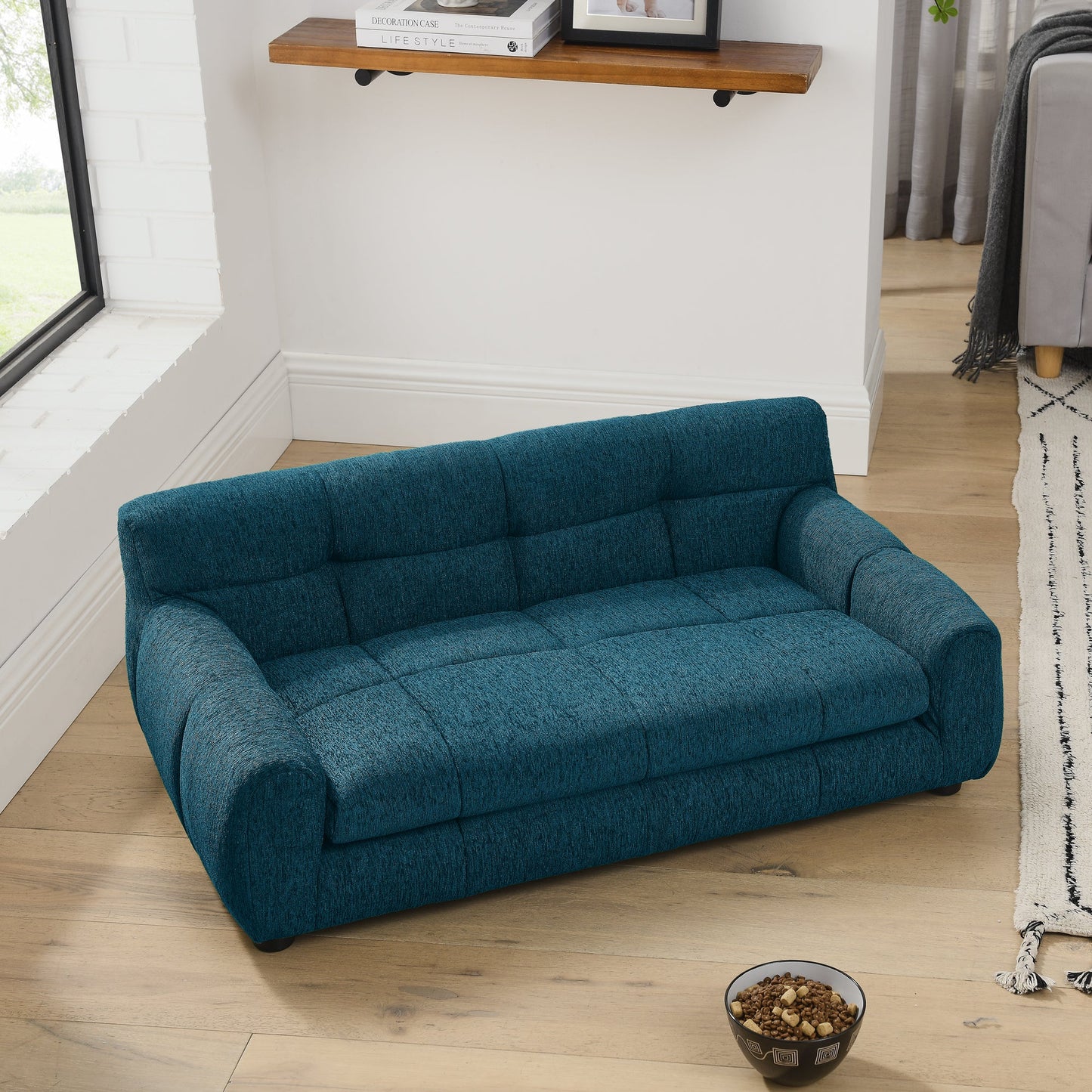 Soft and Comfortable Pet Sofa With Backrest and Armrests, Suitable for Modern Rectangular Pet Sofas for Small and Medium