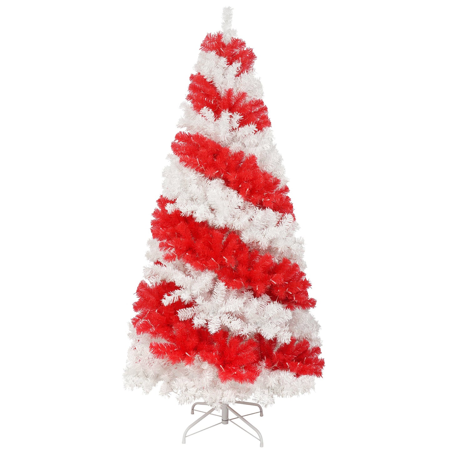 6ft Artificial Christmas Tree With 300 LED Lights and 900 Bendable Branches, Candy Cane Christmas Tree Holiday Decoratio
