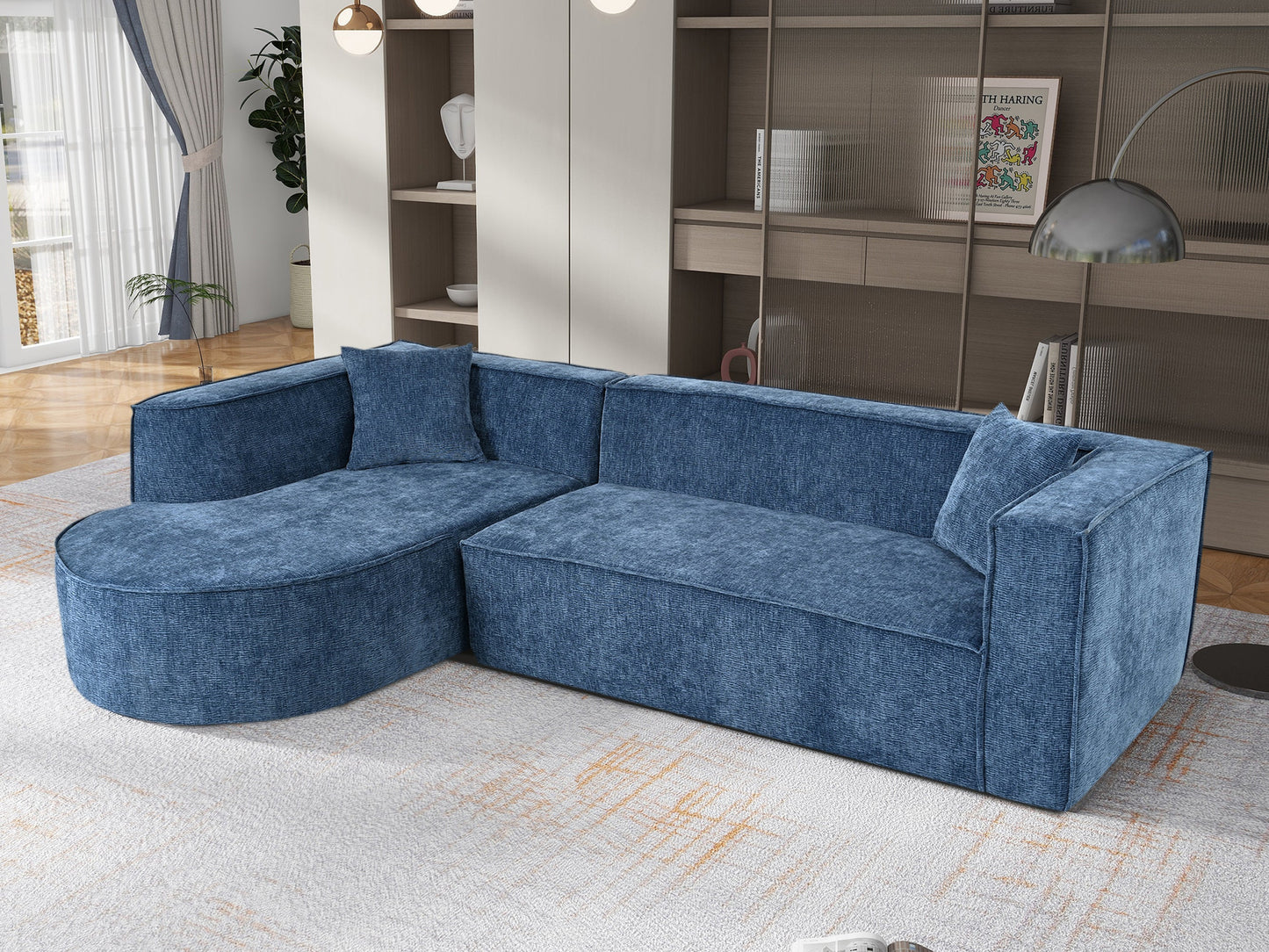 Modern Style Sectional Sofa,Sponge Sectional Sofa Couch,Modular L-Shape Sofa Couch With Elegant Curved Design and Luxuri