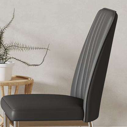A Set of 6 Dining Chairs, Black Dining Chair Set, PU Material High Backrest Seats and Sturdy Leg Chairs, Suitable for Re