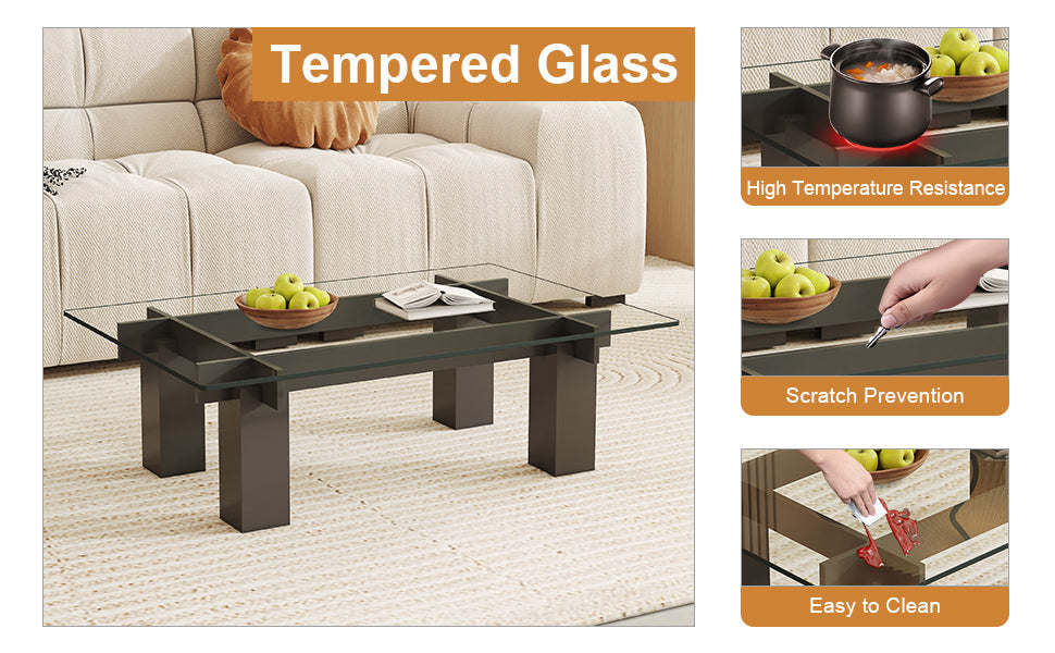 ONLY Separate Glass Tabletop.24*36 Inch Rectangular Heat-Resistant Transparent Tempered Glass Tabletop.Suitable for Vari