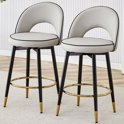 Modern PU Comfortable Upholstered Bar Chair With Smooth and Beautiful Black Metal Legs for Dining Room, Kitchen, Terrace