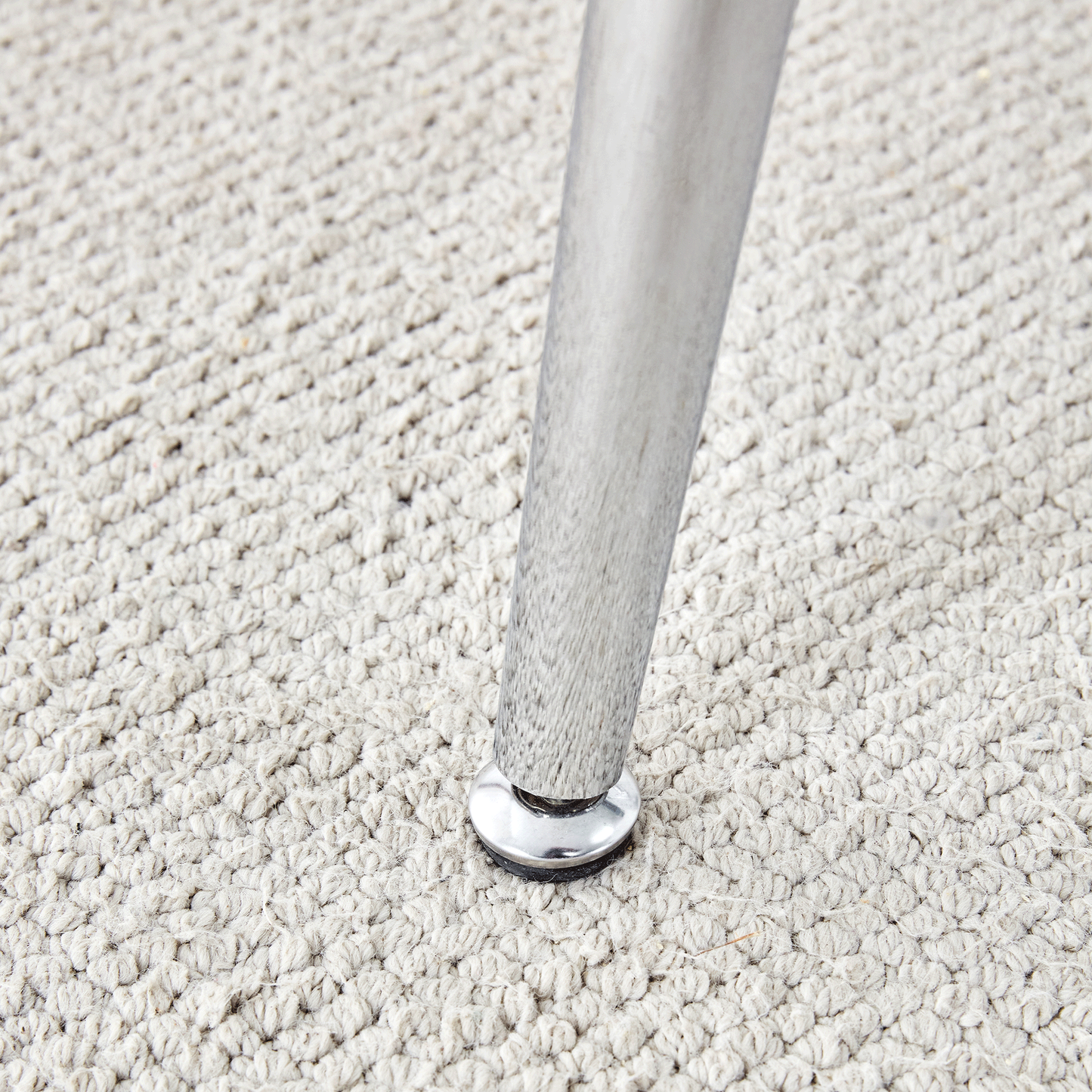 Table and Chair set.A 38.6' Transparent Tempered Glass Round Dining Table-Silver Metal Legs.Paired With 6 BLACK PU Mater