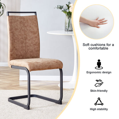 Dining Chairs,tech Cloth High Back Upholstered Side Chair With C-Shaped Tube Black Metal Legs for Dining Room Kitchen Va