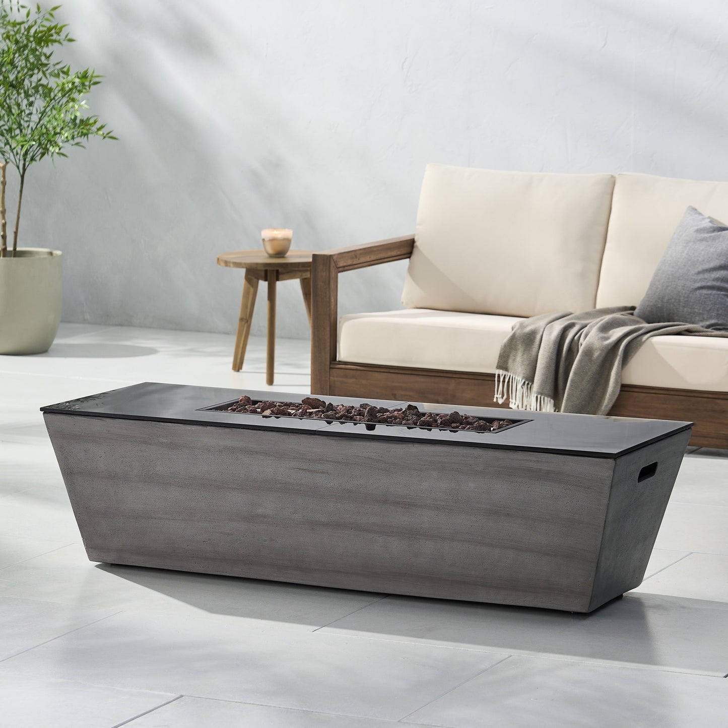 56' Rectangle Mgo Fire Pit - 50 000 Btu