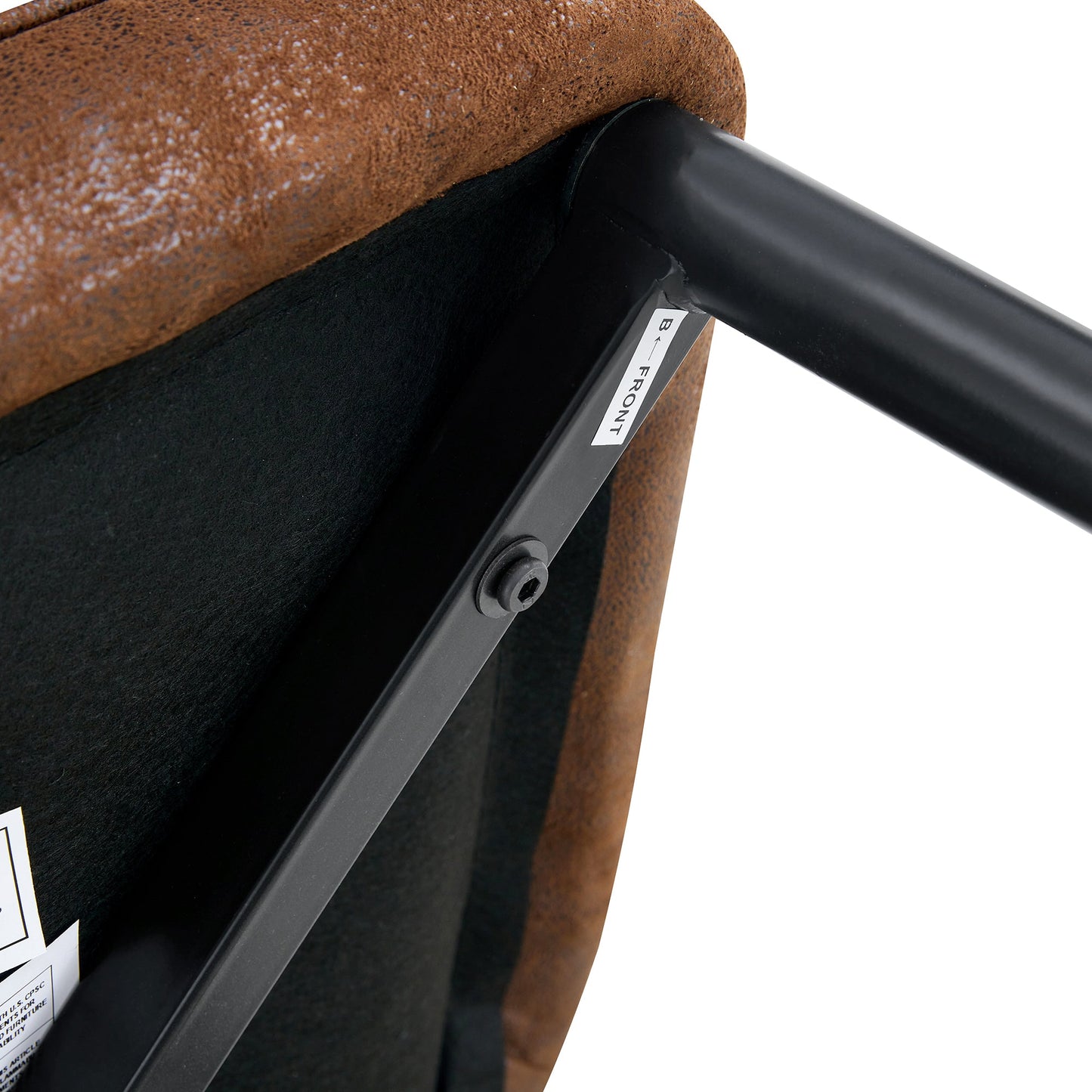 Modern Brown Suede-Like Velvet Dining Chair Set With Black Metal Legs and Gold Accents