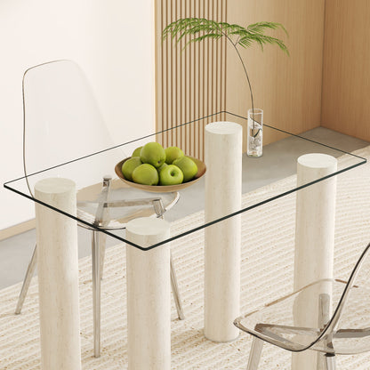 ONLY Separate Glass Tabletop.24*36 Inch Rectangular Heat-Resistant Transparent Tempered Glass Tabletop.Suitable for Vari
